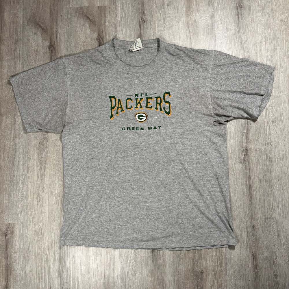 Mens Vintage Lee Sport Green Bay Packers NFL Grey Graphic T-Shirt XL